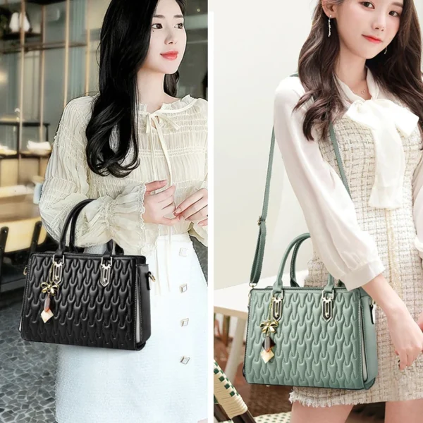 Women with elegant handbags in different colors